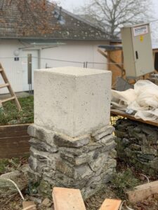 Beton Müllinsel vorher Beton Baustelle Sandstrahlen in Niederösterreich und Wien