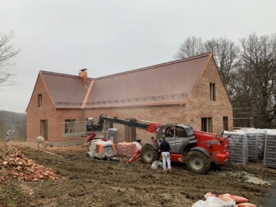 Ziegelhaus beim Sandstrahlen